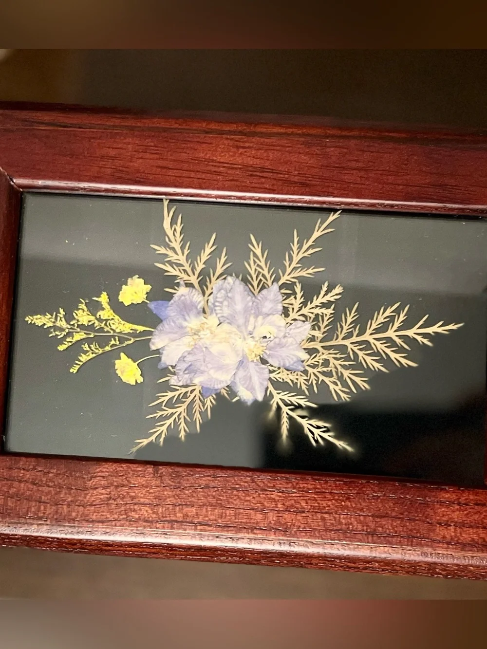 Croft and Barrow Jewelry Box with Floral Glass Inlay - Red Cherry